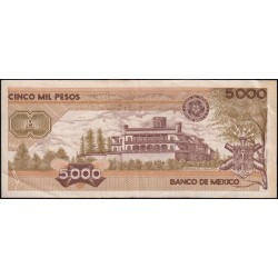 Mexique - Pick 88b - 5'000 pesos - Série JC - Préfixe F - 24/02/1987 - Etat : TTB-