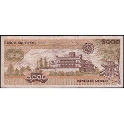 Mexique - Pick 88b - 5'000 pesos - Série JL - Préfixe P - 24/02/1987 - Etat : TB
