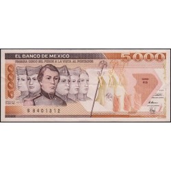 Mexique - Pick 88b - 5'000 pesos - Série KG - Préfixe S - 24/02/1987 - Etat : TTB+