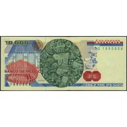 Mexique - Pick 89b - 10'000 pesos - Série JD - Préfixe Q - 19/07/1985 - Etat : SPL