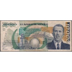 Mexique - Pick 90b - 10'000 pesos - Série NJ - Préfixe U - 01/02/1988 - Etat : TB