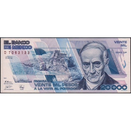 Mexique - Pick 92b - 20'000 pesos - Série DP - Préfixe D - 28/03/1989 - Etat : NEUF