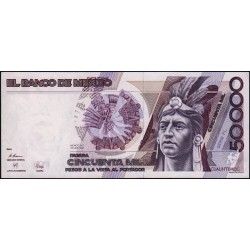 Mexique - Pick 93b_1 - 50'000 pesos - Série FL - Préfixe Q - 28/03/1989 - Etat : pr.NEUF