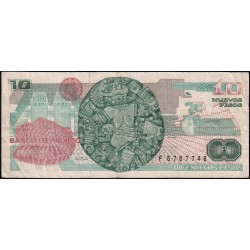 Mexique - Pick 95 - 10 nuevos pesos - Série Q - Préfixe F - 31/07/1992 - Etat : TB-