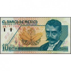 Mexique - Pick 99 - 10 nuevos pesos - Série K - Préfixe U - 10/12/1992 - Etat : NEUF