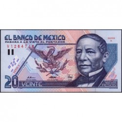 Mexique - Pick 100 - 20 nuevos pesos - Série K - Préfixe V - 10/12/1992 - Etat : NEUF