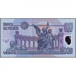 Mexique - Pick 116b_2c - 20 pesos - Série P - Préfixe C - 17/05/2001 - Polymère - Etat : NEUF