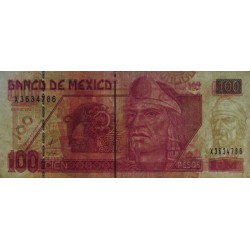 Mexique - Pick 118b_2 - 100 pesos - Série CV - Préfixe X - 26/03/2002 - Etat : TB+