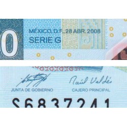 Mexique - Pick 122g - 20 pesos - Série G - Préfixe S - 28/04/2008 - Polymère - Etat : NEUF