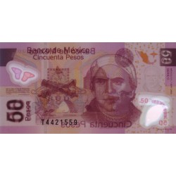 Mexique - Pick 123c - 50 pesos - Série C - Préfixe T - 07/09/2005 - Polymère - Etat : NEUF