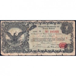 Etats Unis du Mexique - Pick S 713 - 1 peso - Lettre A - 25/07/1914 - Etat : B