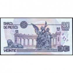 Mexique - Pick 106d - 20 pesos - Série BY - Préfixe X - 23/04/1999 - Etat : TTB+