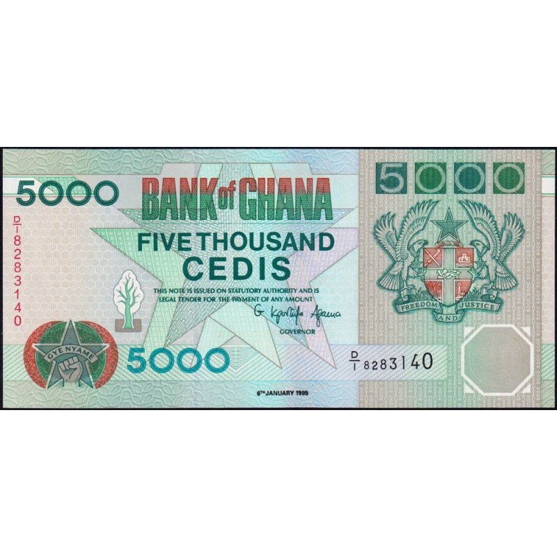 Ghana - Pick 31b - 5'000 cedis - Série D/1 - 06/01/1995 - Etat : NEUF