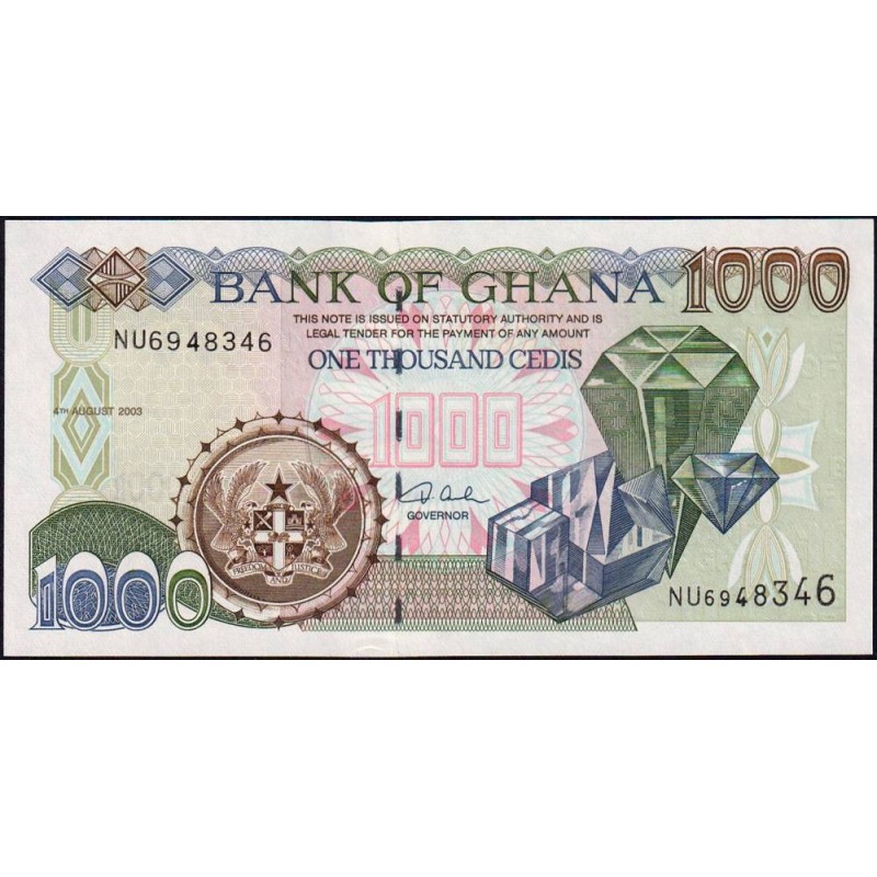 Ghana - Pick 32i - 1'000 cedis - Série NU - 04/08/2003 - Etat : SPL+