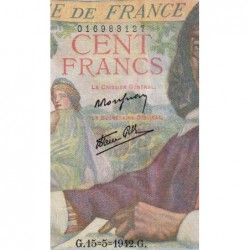 F 27-01 - 15/05/1942 - 100 francs - Descartes - Série U.7 - Etat : TTB+