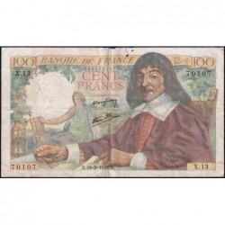 F 27-01 - 15/05/1942 - 100 francs - Descartes - Série X.13 - Etat : TB