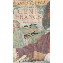 F 27-01 - 15/05/1942 - 100 francs - Descartes - Série Y.13 - Etat : TTB