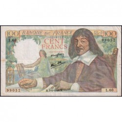 F 27-03 - 07/01/1943 - 100 francs - Descartes - Série L.60 - Etat : TTB