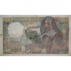 F 27-03 - 07/01/1943 - 100 francs - Descartes - Série L.60 - Etat : TTB