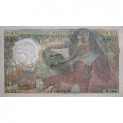 F 27-06 - 20/07/1944 - 100 francs - Descartes - Série R.104 - Etat : SPL+