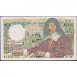 F 27-06 - 20/07/1944 - 100 francs - Descartes - Série R.104 - Etat : pr.NEUF