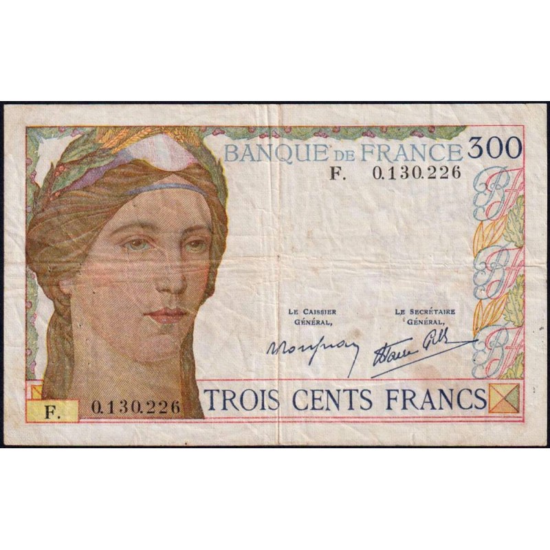 F 29-01 - 06/10/1938 - 300 francs - Série F - Etat : TB+