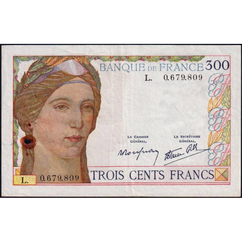 F 29-01 - 06/10/1938 - 300 francs - Série L - Etat : TTB