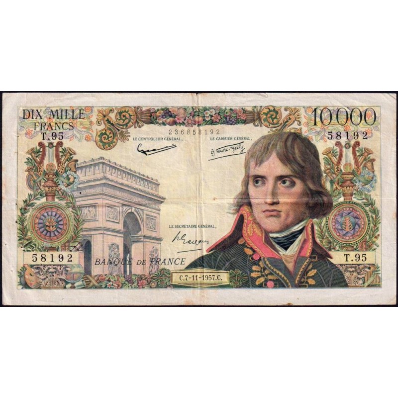 F 51-10 - 07/11/1957 - 10000 francs - Bonaparte - Série T.95 - Etat : TTB-