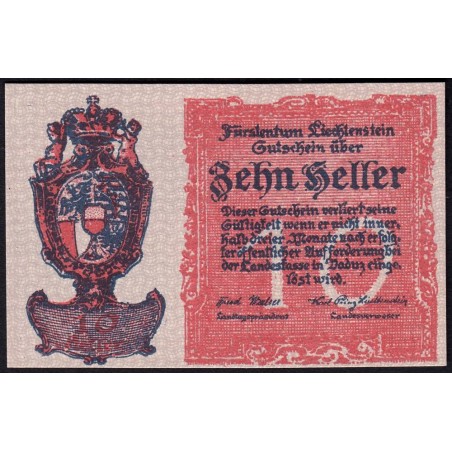 Liechtenstein - Pick 1 - 10 heller - 1920 - Etat : NEUF