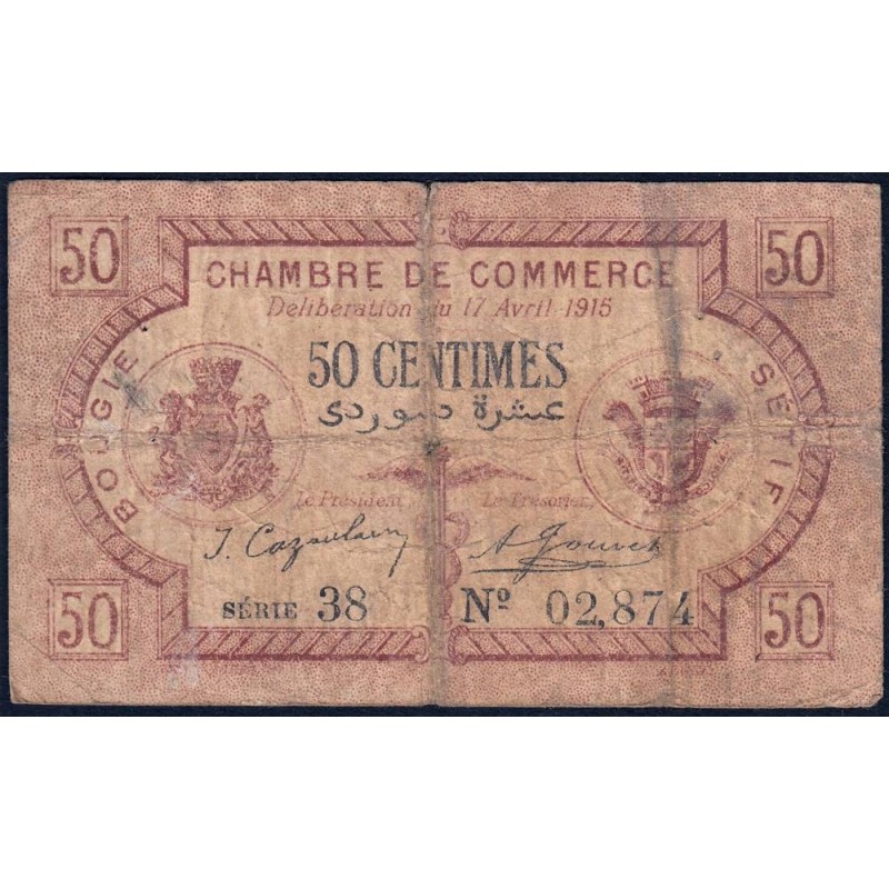 Algérie - Bougie-Sétif 139-1 - 50 centimes - Série 38 - 17/04/1915 - Etat : B