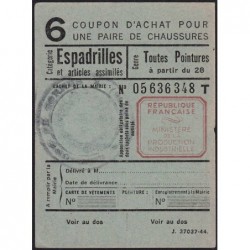 Coupon achat chaussures - Réf : 6 - Type 8a - 1946 - Etat : TTB+