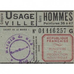 Coupon achat chaussures - Réf : 24 - Type 8a - 1946 - Gex (01) - Etat : TB+