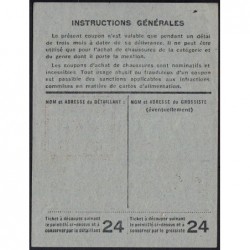 Coupon achat chaussures - Réf : 24 - Type 8c - 1947 - Thoiry (01) - Etat : TTB+