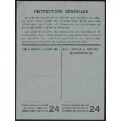 Coupon achat chaussures - Réf : 24 - Type 8c - 1947 - St Genis Pouilly (01) - Etat : TTB+