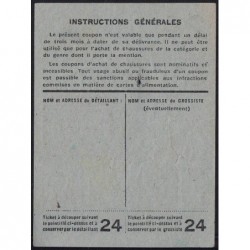 Coupon achat chaussures - Réf : 24 - Type 8c - 1947 - Collonges (01) - Etat : TTB