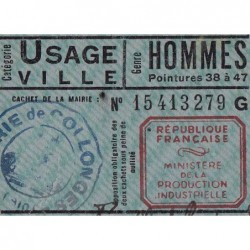 Coupon achat chaussures - Réf : 24 - Type 8c - 1947 - Collonges (01) - Etat : TTB