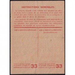 Coupon achat chaussures - Réf : 33 - Type 8b - 1945 - Nantua (01) - Etat : TTB+