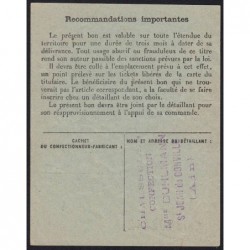 Bon d'achat veste de travail - Type 2a - 1947 - Collonges (01) - Etat : TTB