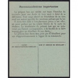 Bon d'achat veste de travail - Type 2a - 1947 - Ferney Voltaire (01) - Etat : SUP