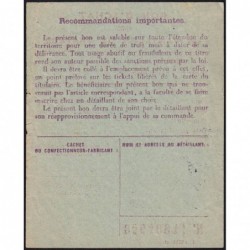 Bon d'achat pantalon de travail - Type 2b - 1948 - Collonges (01) - Etat : TB