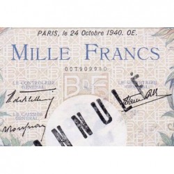 F 39-01 - 24/10/1940 - 1000 francs - Commerce - Série K.317 - Annulé - Etat : TTB+