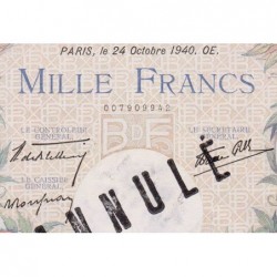 F 39-01 - 24/10/1940 - 1000 francs - Commerce - Série K.317 - Annulé - Etat : SUP