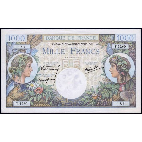 F 39-03 - 19/12/1940 - 1000 francs - Commerce - Série T.1260 - Etat : SUP+