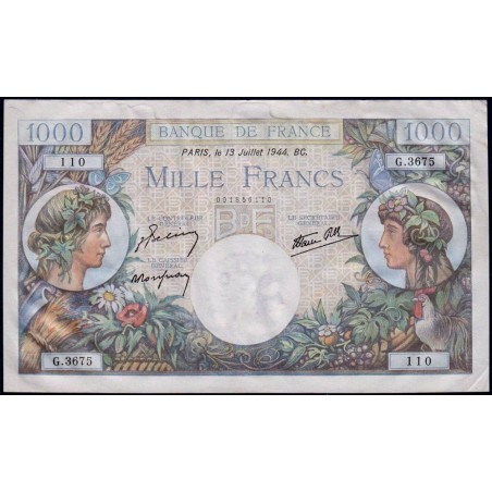 F 39-11 - 13/07/1944 - 1000 francs - Commerce - Série G.3675 - Etat : SUP-