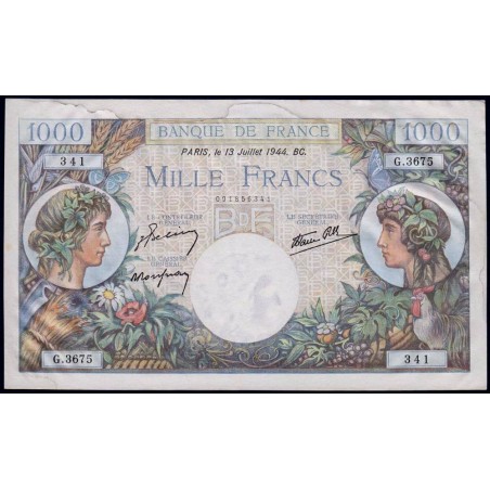 F 39-11 - 13/07/1944 - 1000 francs - Commerce - Série G.3675 - Etat : SUP-