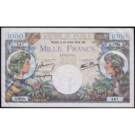 F 39-11 - 13/07/1944 - 1000 francs - Commerce - Série Q.3794 - Etat : SUP