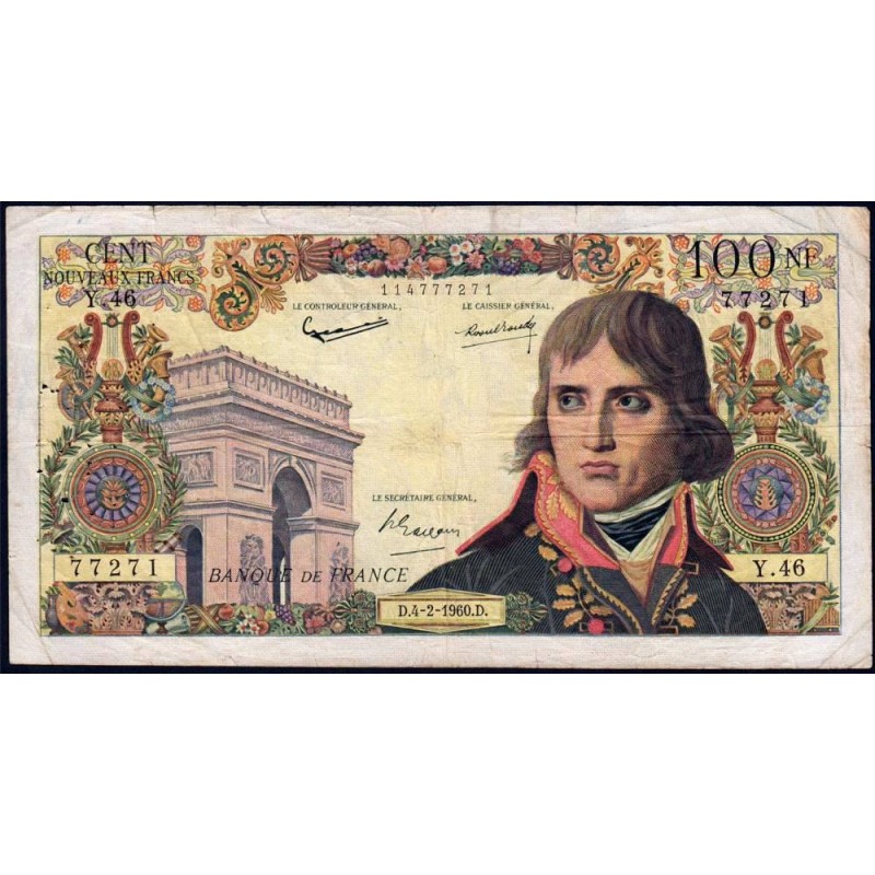 F 59-05 - 04/02/1960 - 100 nouv. francs - Bonaparte - Série Y.46 - Etat : TTB-