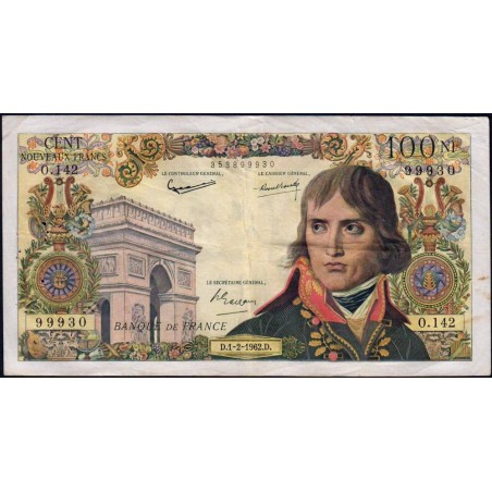 F 59-13 - 01/02/1962 - 100 nouv. francs - Bonaparte - Série O.142 - Etat : TTB+