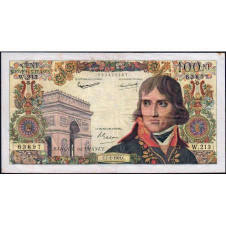 F 59-19 - 07/02/1963 - 100 nouv. francs - Bonaparte - Série W.213 - Remplacement - Etat : TTB