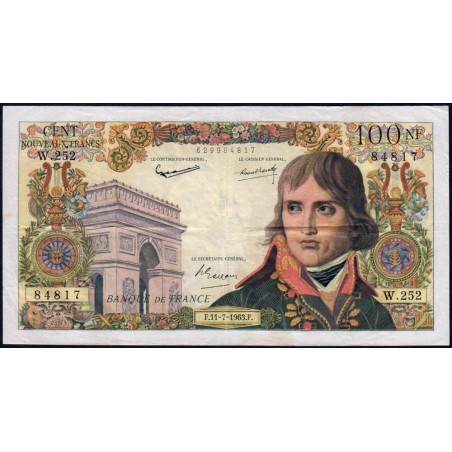 F 59-22 - 11/07/1963 - 100 nouv. francs - Bonaparte - Série W.252 - Remplacement - Etat : TTB